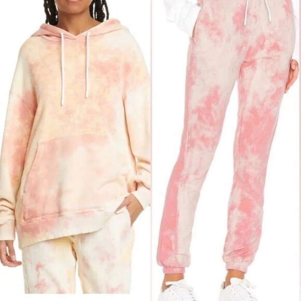 *SET* Cotton Citizen Dahlia Tie Dye Pink Cream Hoodie & Pants Matching Set M